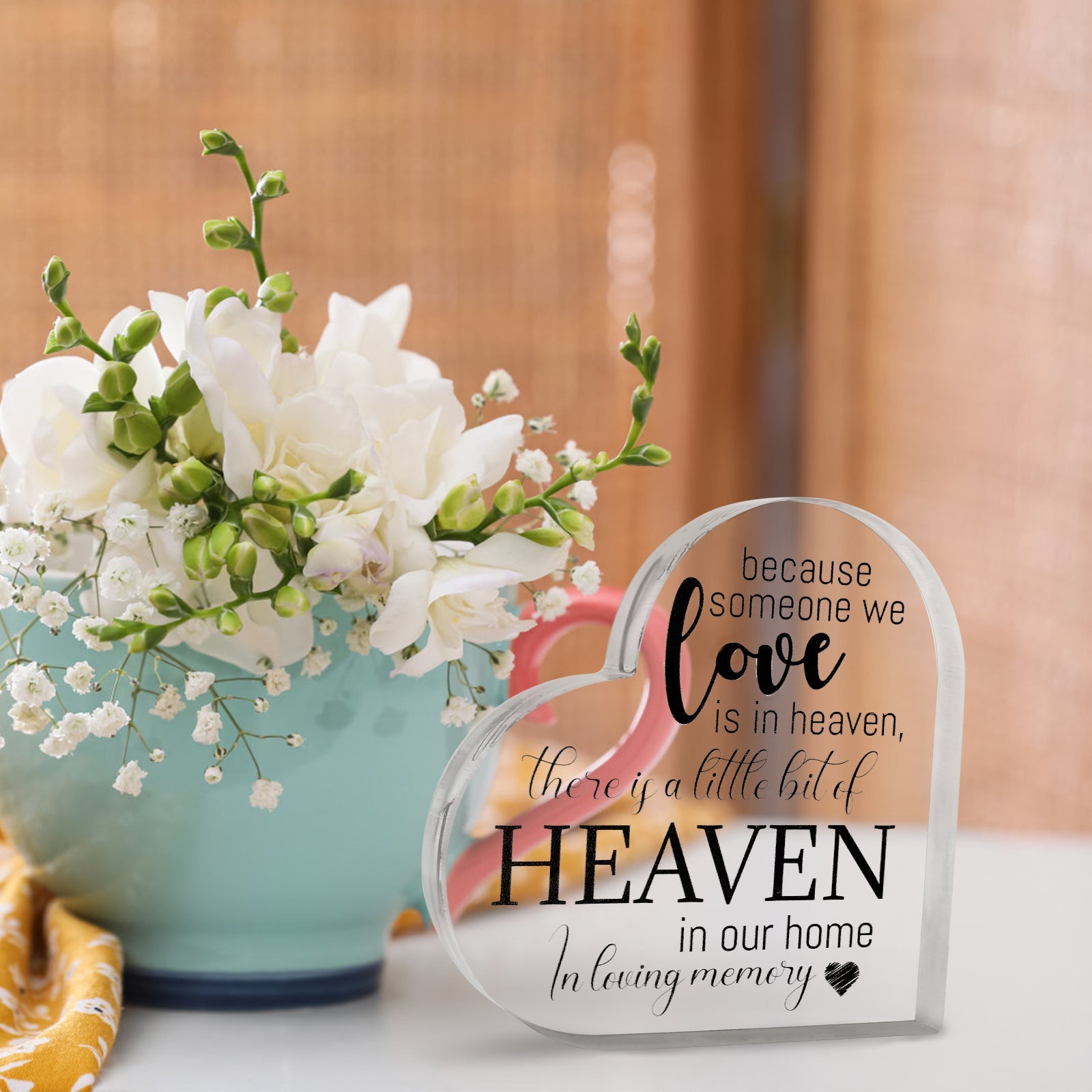 Acrylic Memorial Heart - Heaven In Our Home - Blessings Grow Meadows