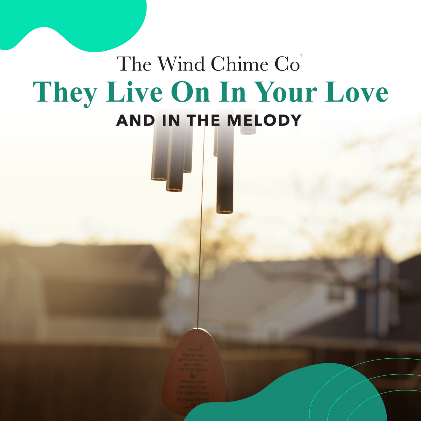 Serenity Memorial Wind Chimes gift bundle from The Wind Chime Co with a memorial heart, 32-inch outdoor garden decor and chimes