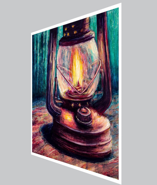 Tiffany Bates Art camp lantern’s glow fine art print, 12x10 inches, featuring a warm, illuminated scene perfect for wall decor.