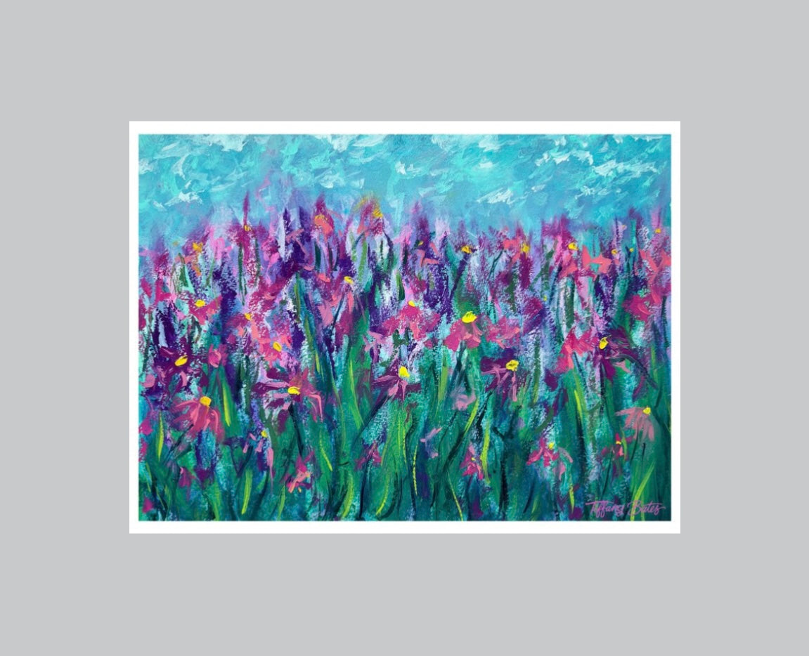 Wildflower Dreams fine art print by Tiffany Bates Art, featuring colorful wildflowers on a 9x12 art print.