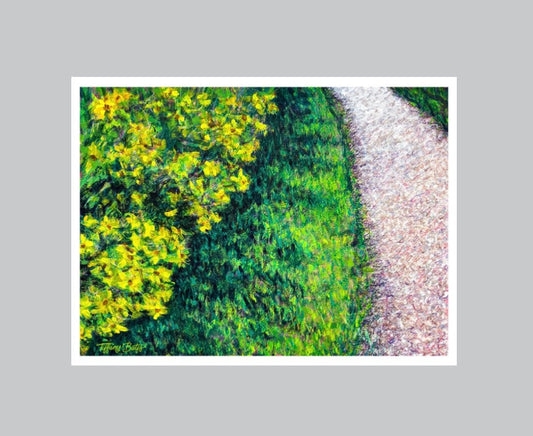 Wildflower Wanders fine art print by Tiffany Bates Art, showcasing colorful wildflowers on high-quality paper in various sizes.