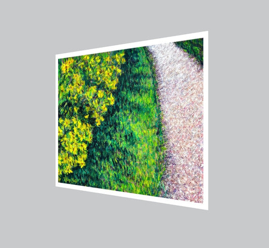 Wildflower Wanders fine art print by Tiffany Bates Art showing vibrant wildflower illustrations on textured paper in multiple sizes.