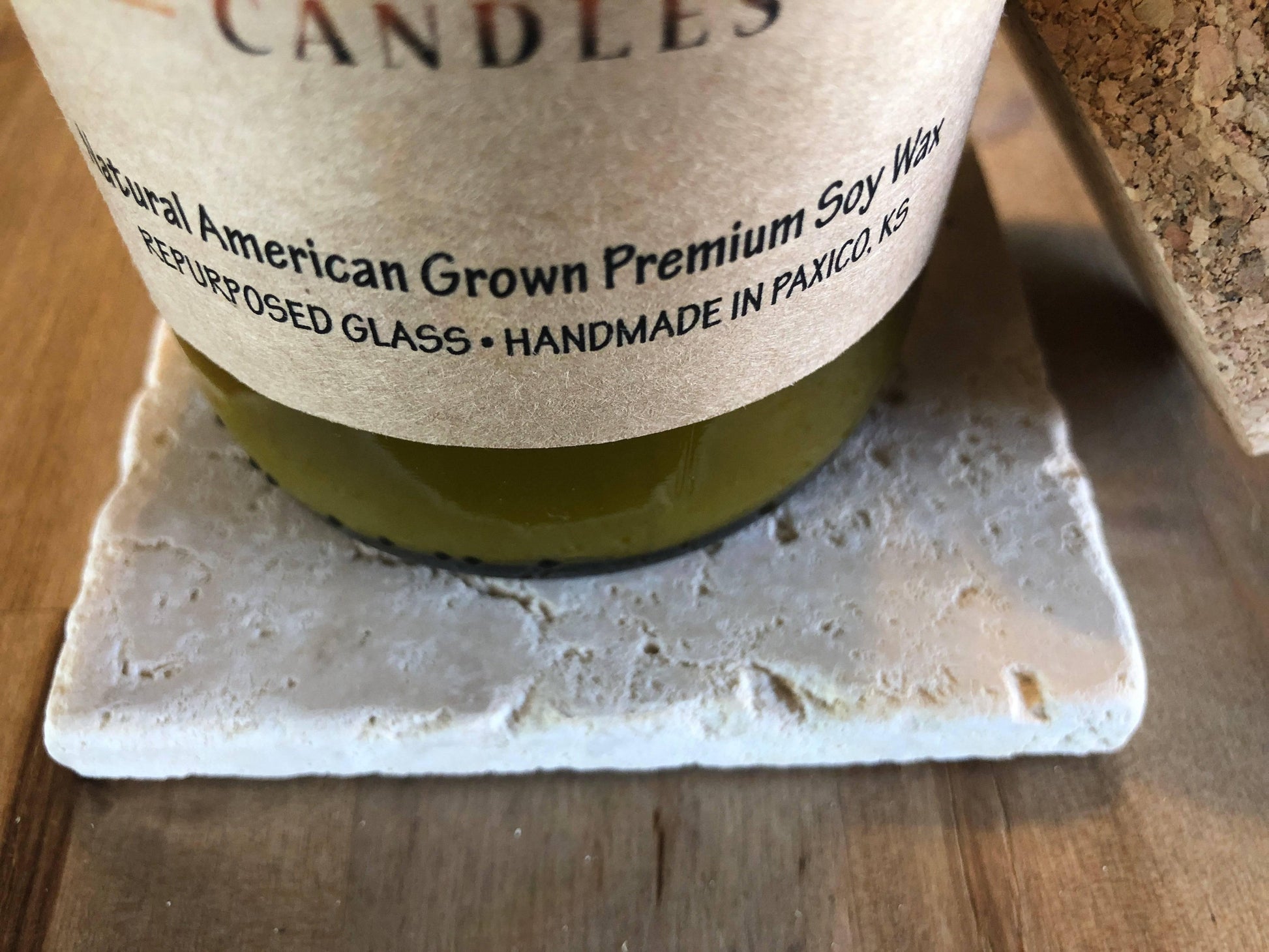 Travertine Marble Candle Coaster - Surface Protector - Blessings Grow Meadows