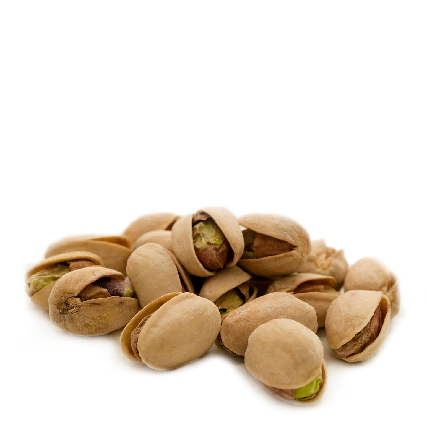 Organic True California pistachios in-shell, natural and unsalted, showing a bowl of green pistachios with shells.