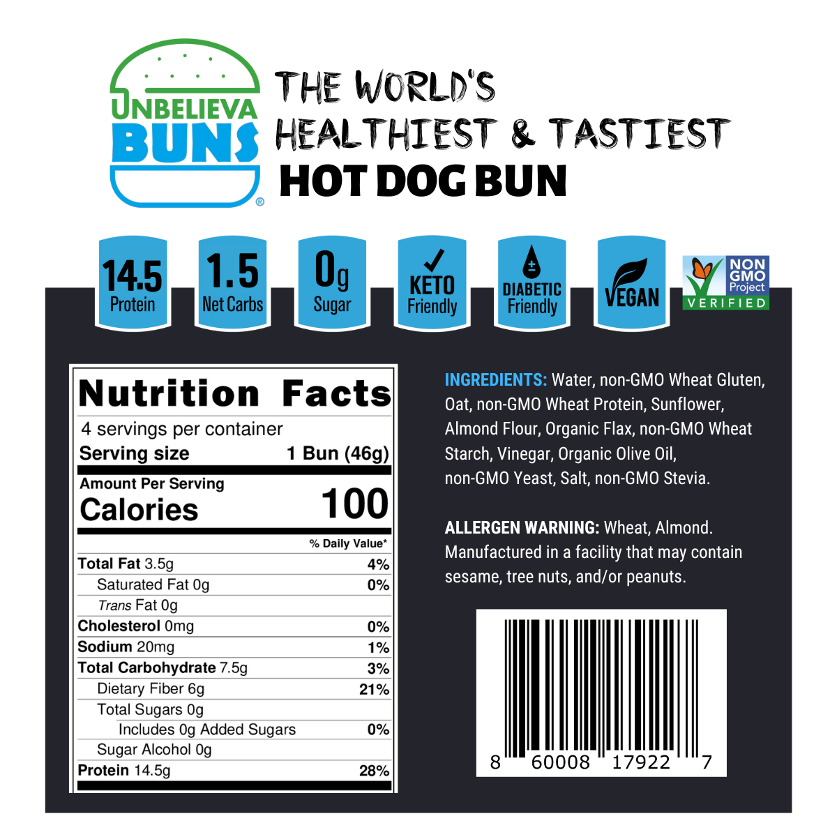 2 Bags of High Protein, Low-Carb Hot Dog Buns (12 Total Buns) - Blessings Grow Meadows
