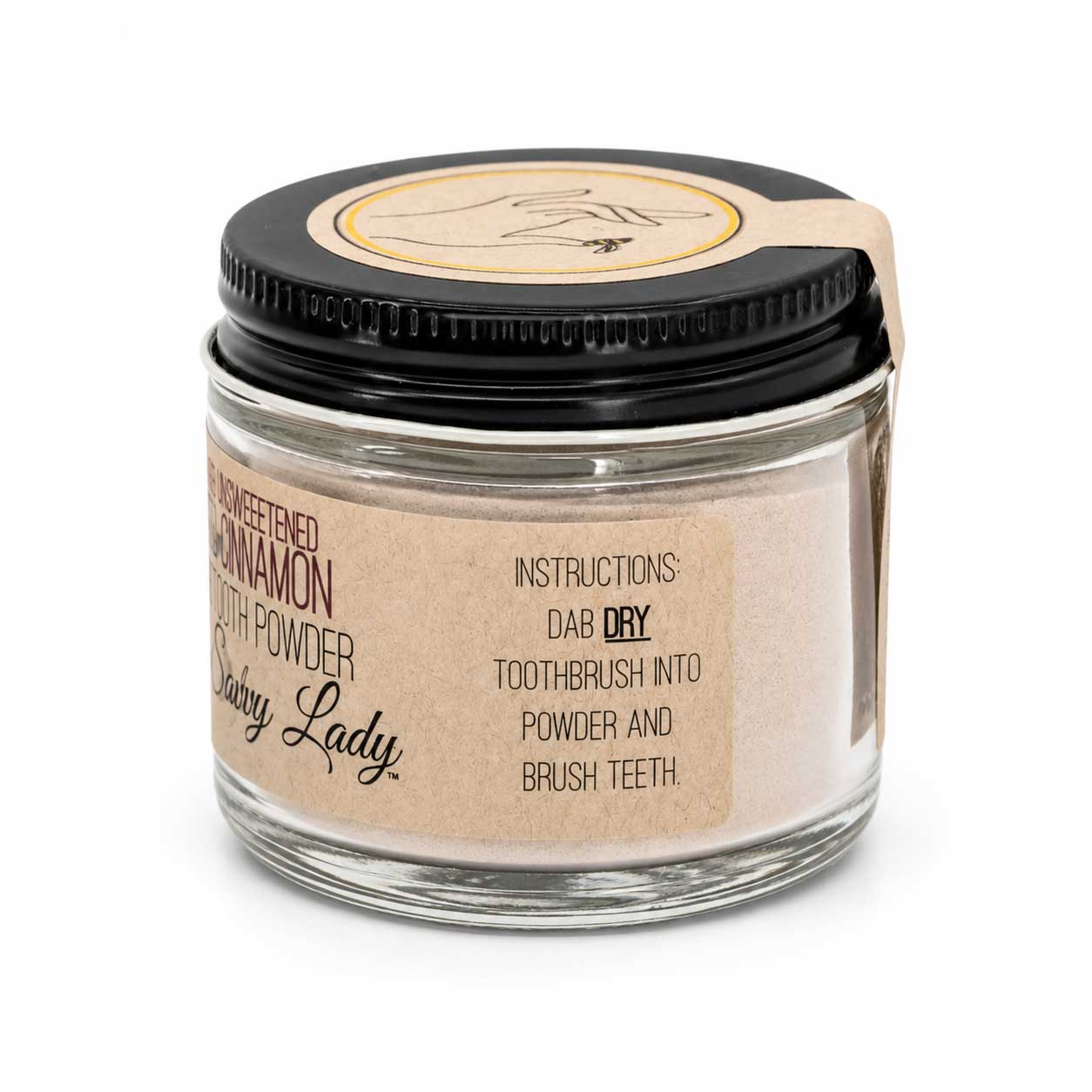 BuyNebraska.com fluoride-free tooth powder in a 2 oz jar, available in multiple flavors, for natural oral hygiene.