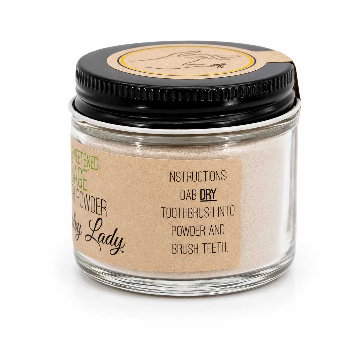 Tooth powder in a 2 oz container from The Salvy Lady, fluoride-free, with multiple flavors, part of BuyNebraska.com bath and body products