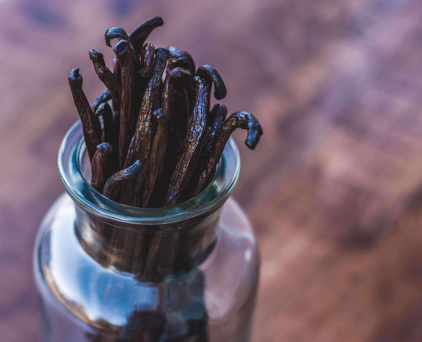 Homemade vanilla extract kit with organic Madagascar vanilla beans from Vanilla Bean Kings, featuring vanilla beans inside a jar.