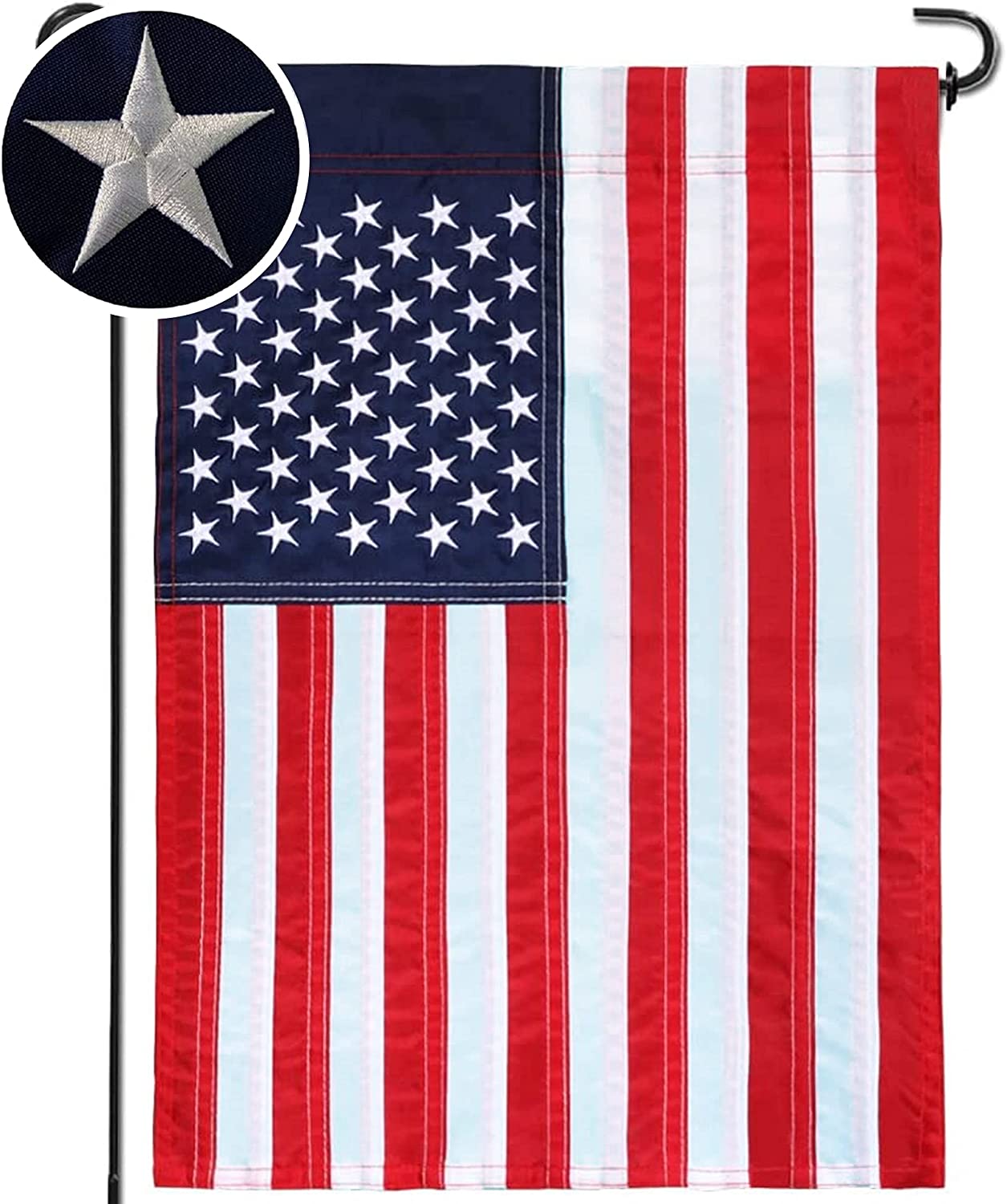 U.S. Garden Flag by Flagman of America, made in USA, featuring patriotic design and vibrant colors for outdoor display.