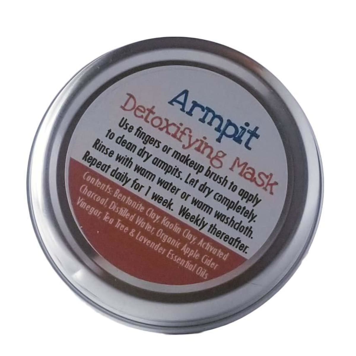 Vegan armpit detox mask from By Robin Creations, pink cream in a metal container, for deodorant and body care.