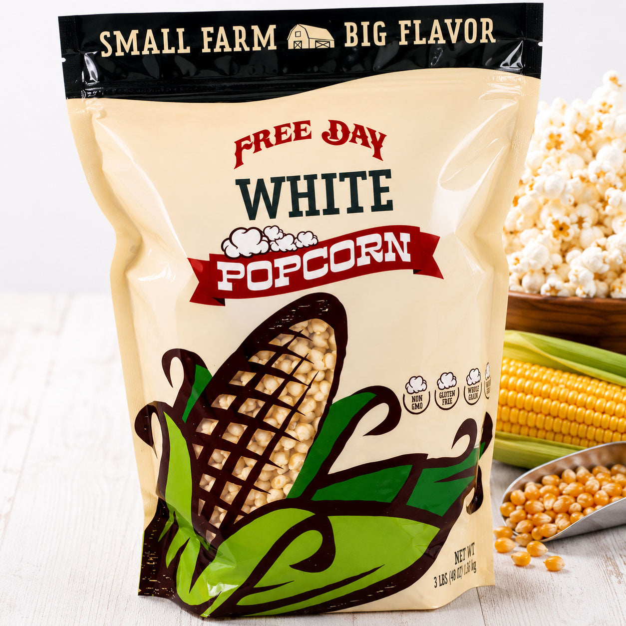 White Butterfly Un-Popped Popcorn | 3 lb | Non-GMO | Free Day Popcorn