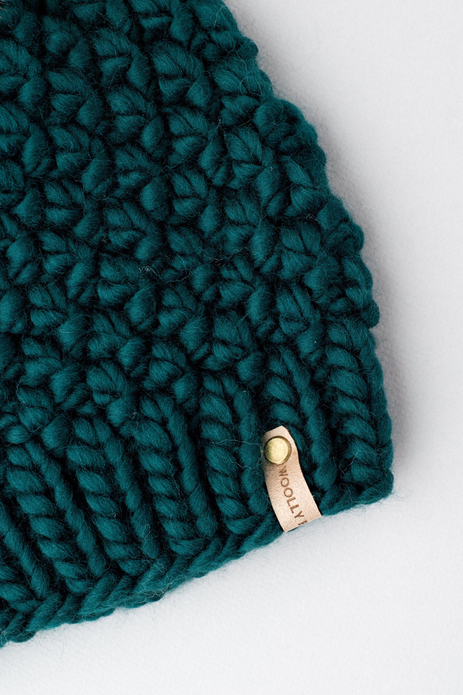 Forest Green Peruvian Wool Knit Hat with Faux Fur Pom Pom - Blessings Grow Meadows