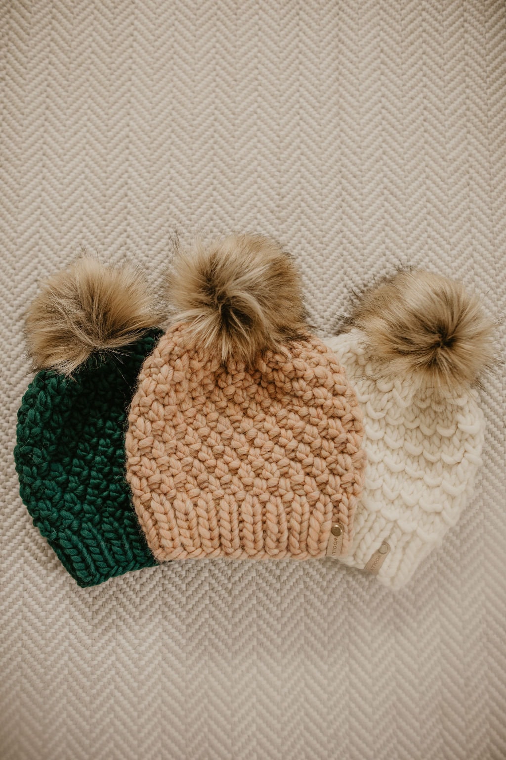 Ivory Peruvian Wool Knit Hat with Faux Fur Pom Pom - Blessings Grow Meadows