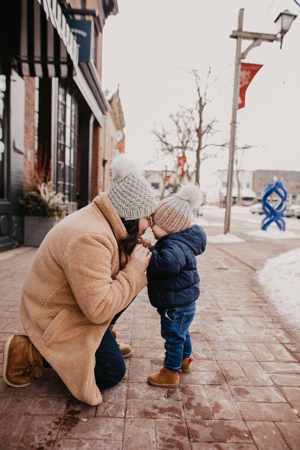 Light Gray Peruvian Wool Knit Hat with Faux Fur Pom Pom - Blessings Grow Meadows