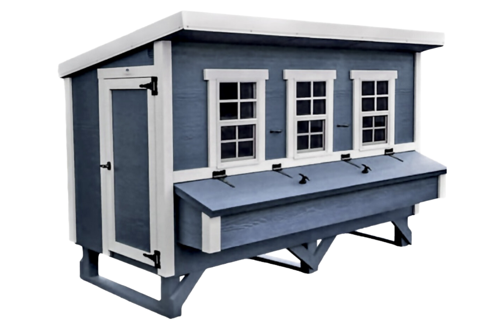 OverEZ XL Coastal Chicken Coop designed for up to 20 chickens, featuring spacious outdoor shelter with nesting boxes and ventilation.