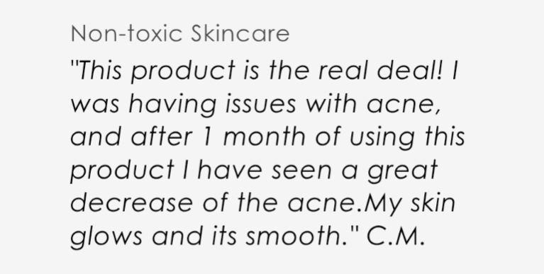 A customer review for Your Only Earth Hyaluronic Acid Serum reads: “This product is the real deal! After 1 month, I’ve seen a great decrease of acne. My skin glows with a radiant complexion and it’s smooth.” — C.M.