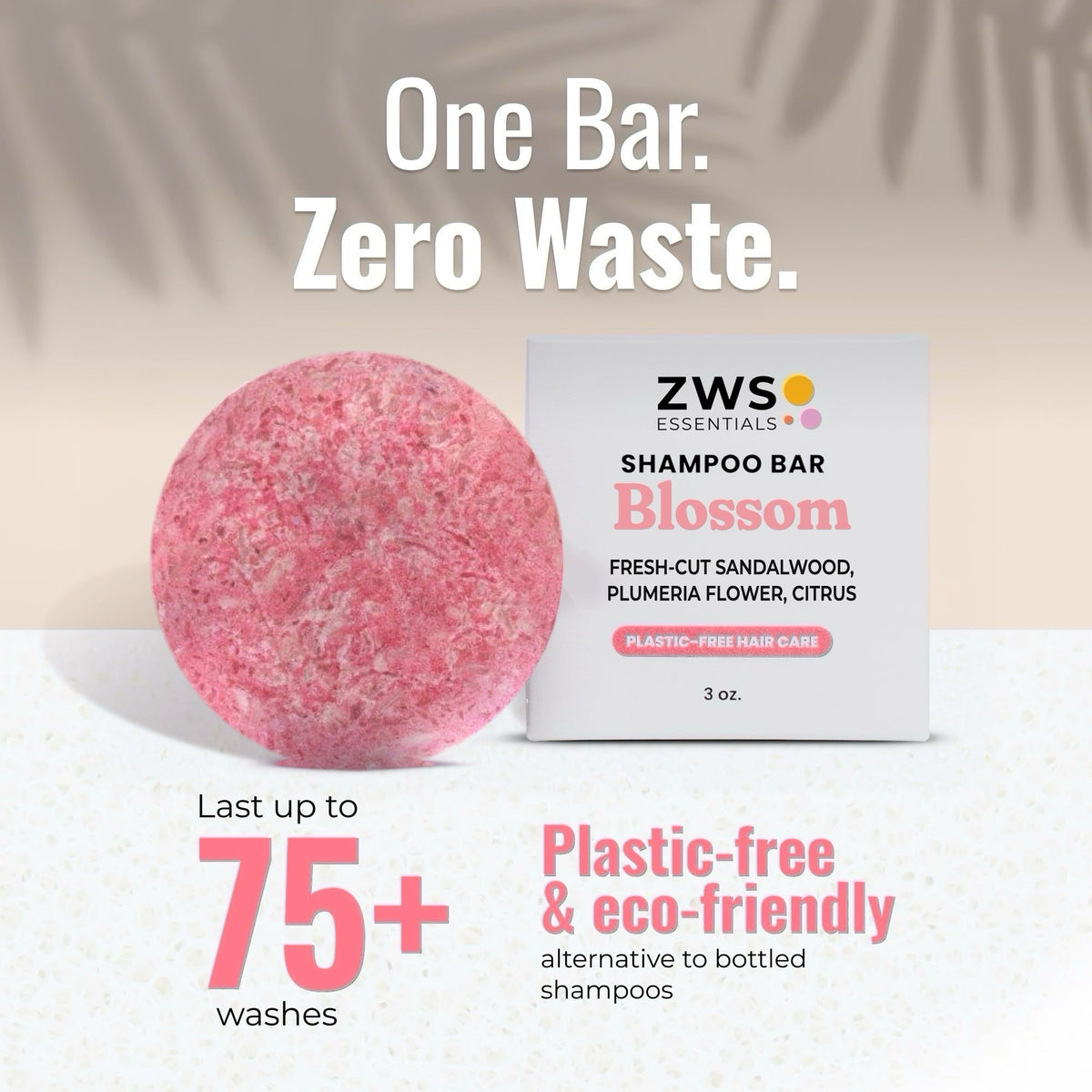 Plastic-free shampoo and conditioner bar duo with blossom scent, reusable eco-friendly hair care set from ZeroWasteStore.