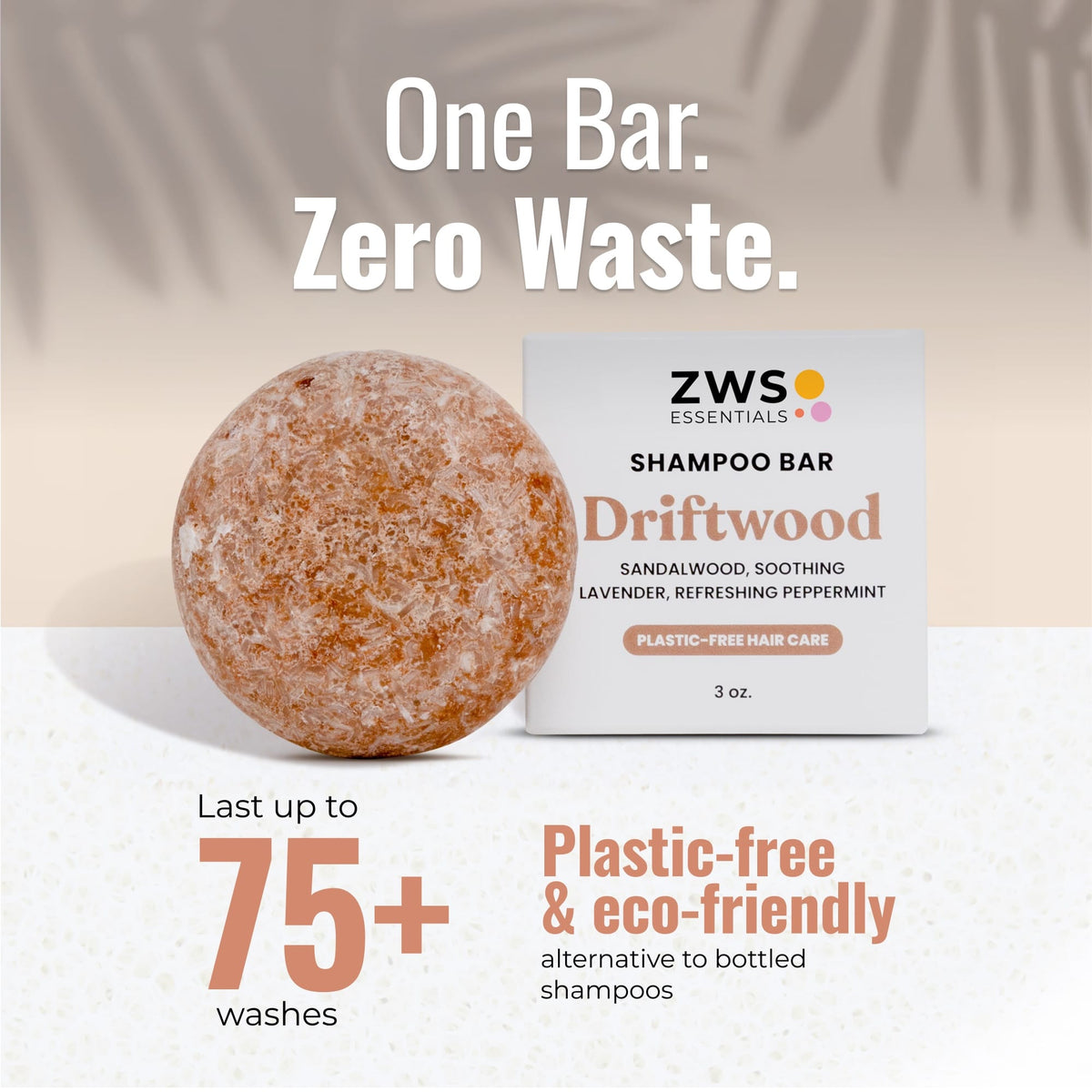 Plastic-free shampoo and conditioner bar duo with driftwood scent, designed for eco-friendly hair care from ZeroWasteStore.com