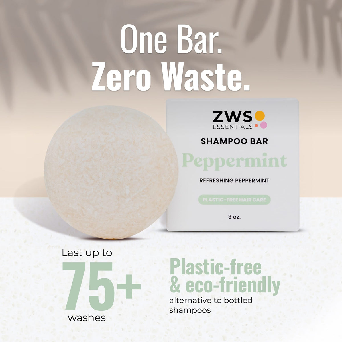 ZeroWasteStore peppermint breeze shampoo and conditioner bar duo, plastic-free eco-friendly hair care set with vibrant packaging