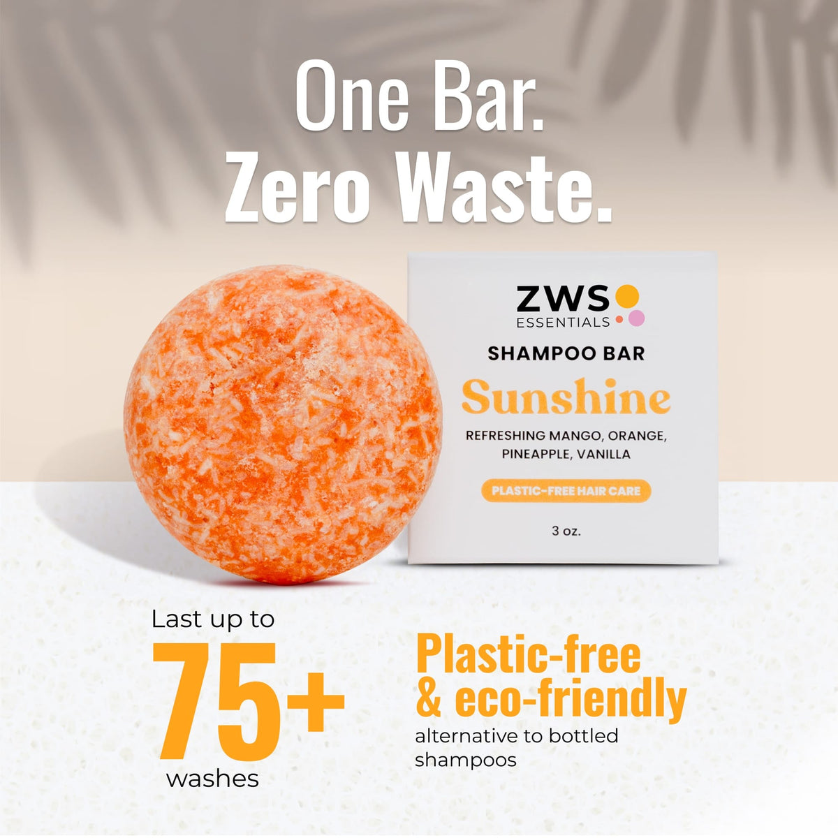 Plastic-free shampoo and conditioner bar duo from ZeroWasteStore.com with sunshine scent, designed for eco-friendly hair care.
