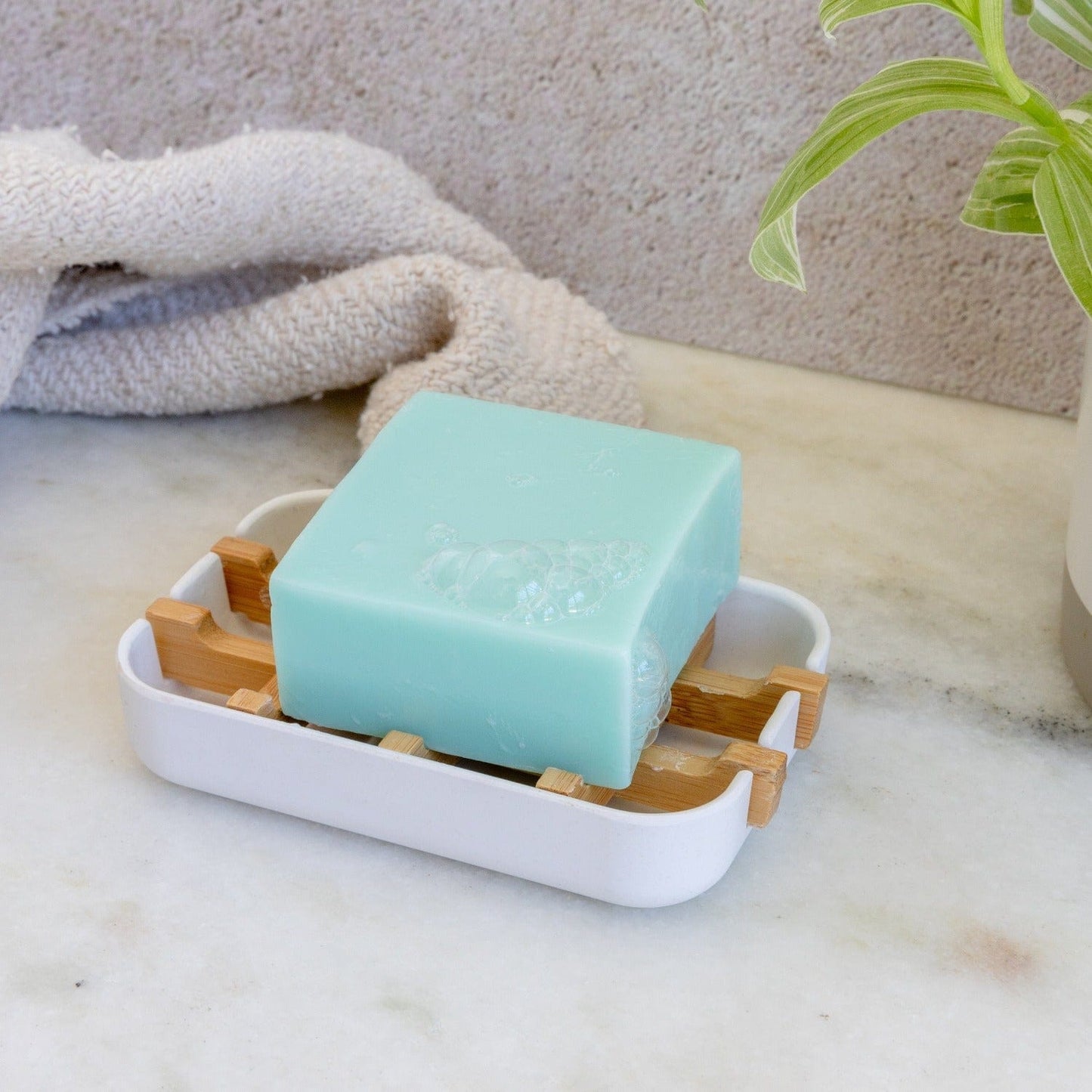 Zero Waste Glycerin Soap Bar by ZeroWasteStore.com, sunny yellow bar with natural soap texture and eco-friendly packaging.