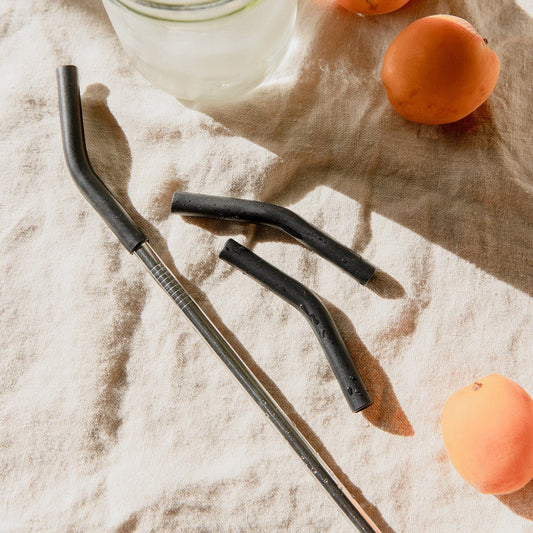 Silicone straw tip pack for reusable drinking straws, includes colorful tips for eco-friendly beverage sipping.