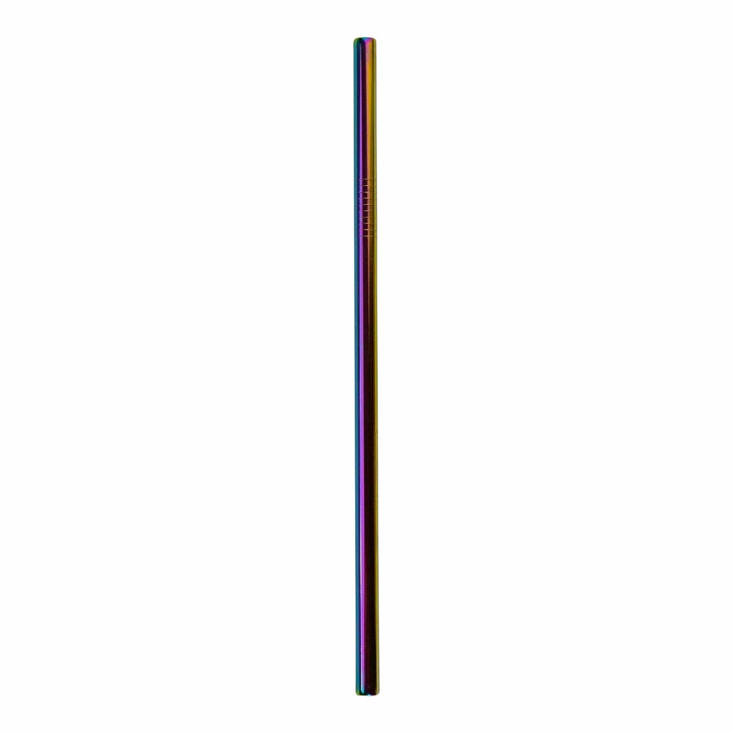 The Stainless Steel Straw by ZeroWasteStore.com, available in straight, bent, or boba style with an iridescent rainbow finish, is a stylish plastic-free alternative shown vertically on a white background.