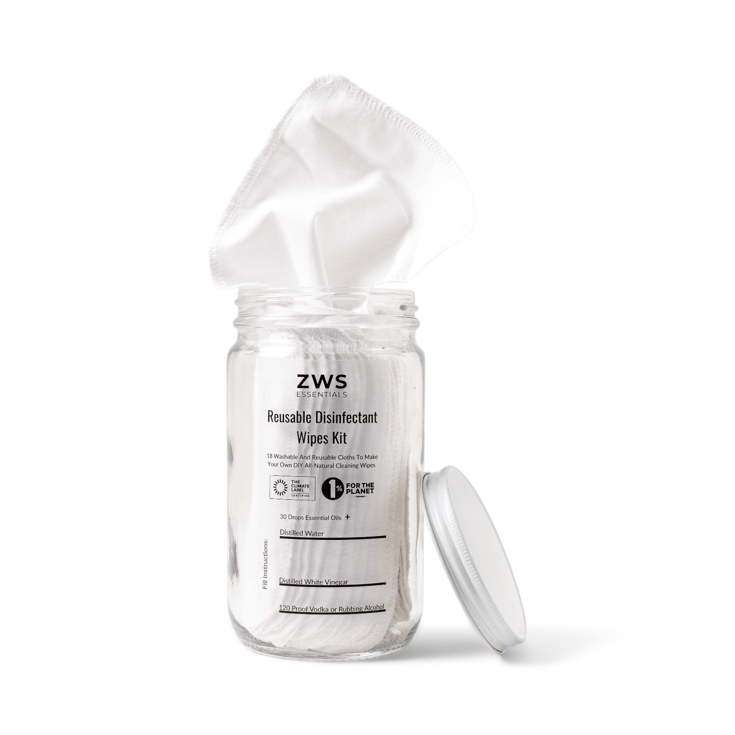Reusable disinfectant wipes DIY kit from ZeroWasteStore.com, household cleaning supplies for eco-friendly disinfecting.