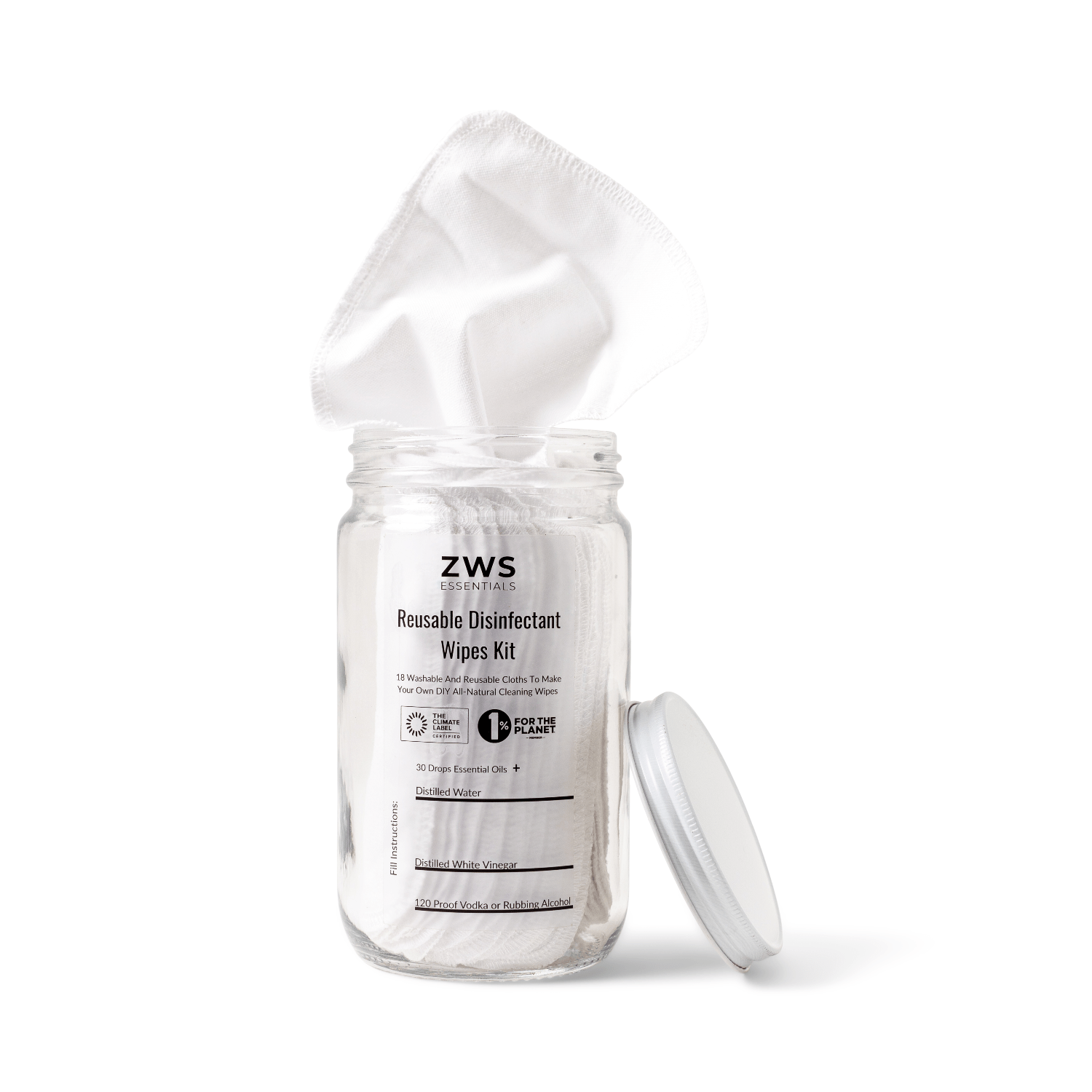Reusable disinfectant wipes DIY kit from ZeroWasteStore.com, household cleaning supplies for eco-friendly disinfecting.
