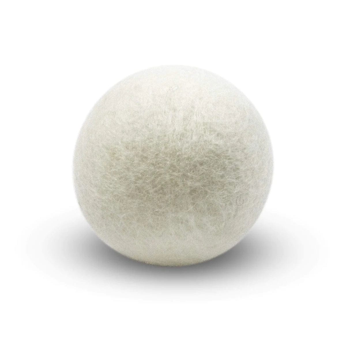 The Reusable Wool Dryer Ball by ZeroWasteStore.com features a fuzzy organic texture, shown on a white background with a soft shadow. This eco-friendly laundry essential is a reusable alternative to traditional fabric softeners.