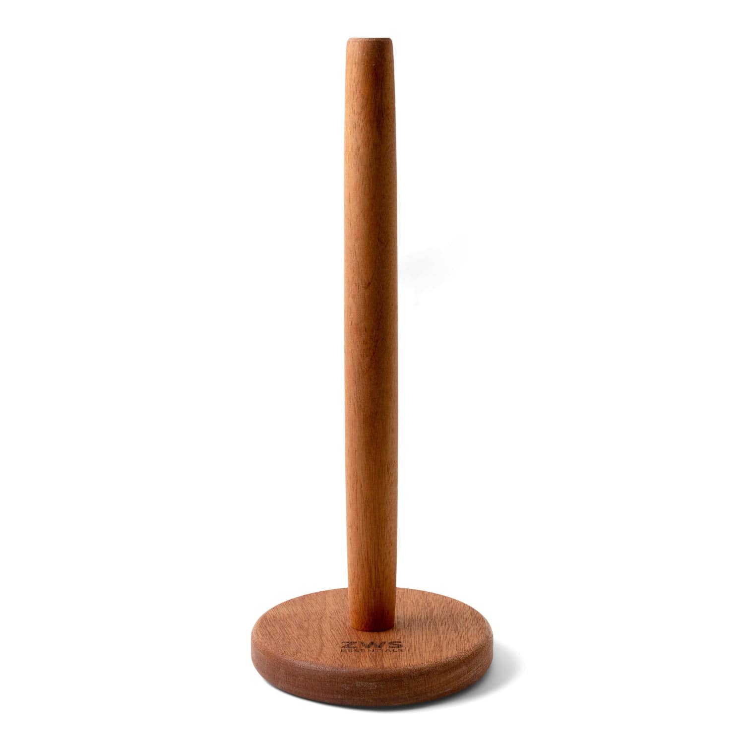 Wooden paper towel holder from ZeroWasteStore.com with a natural finish, designed to hold and dispense paper towels easily.